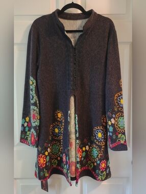REBORN XL Navy Floral Sweater / Tunic / Duster / Cardigan